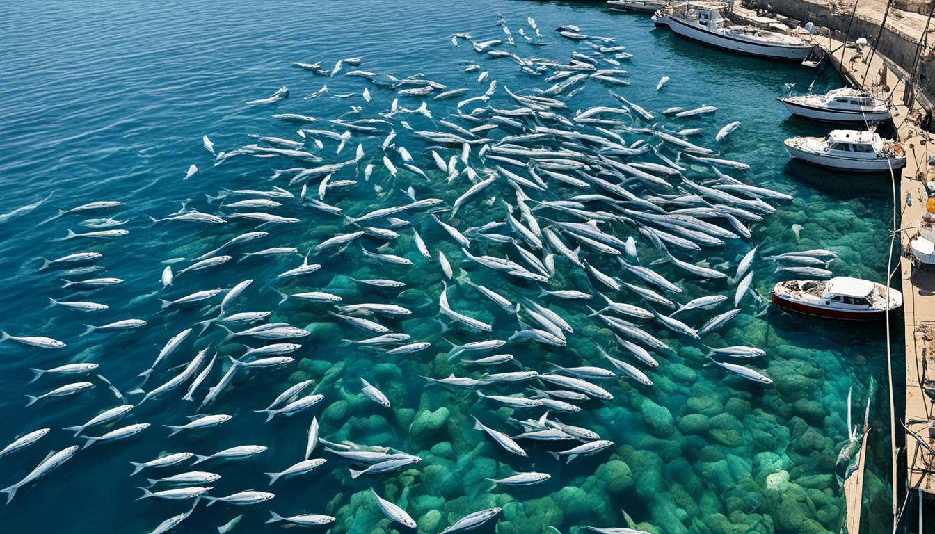 Mediterranean Sea fish kill due to lack of oxygen in the water